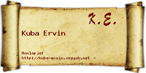 Kuba Ervin névjegykártya